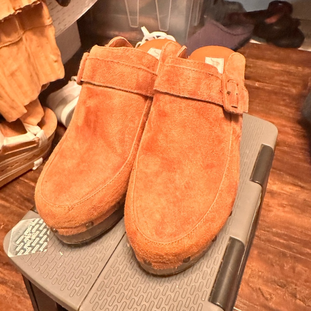 Sugar Women's Suede Mules in Rust Orange